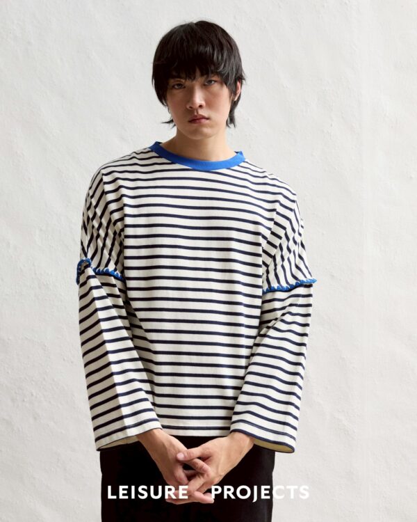 NAVY drop shoulder sailor top