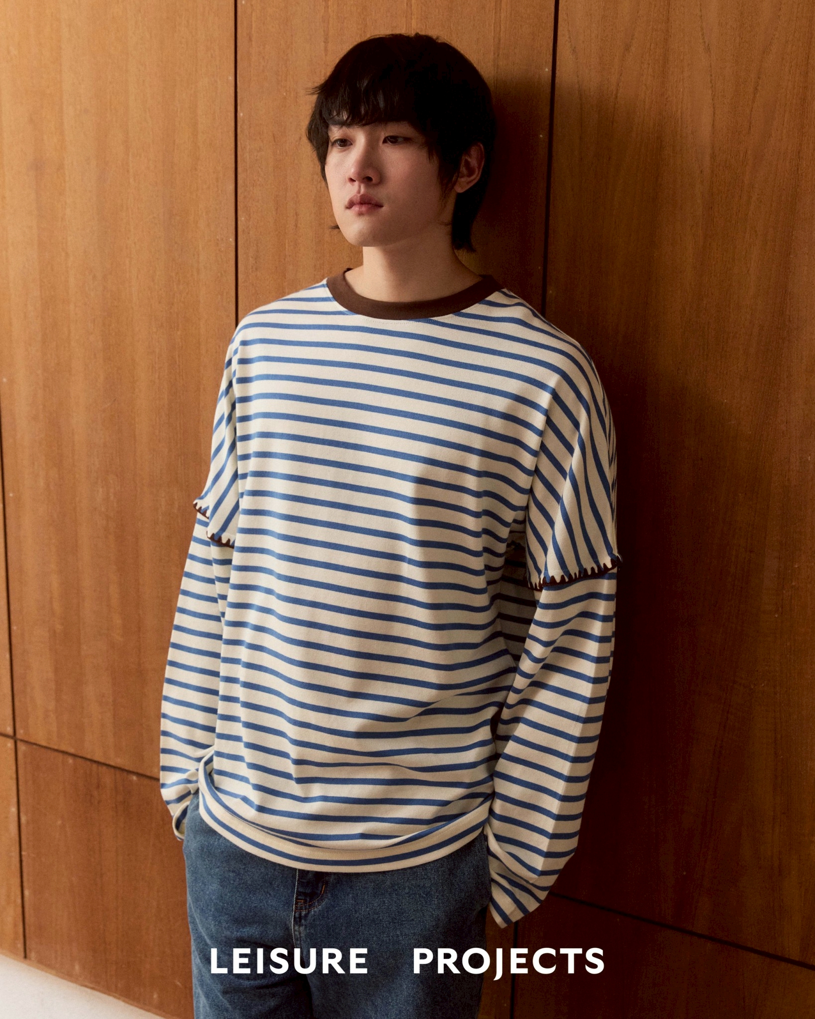 BLUE drop shoulder sailor top