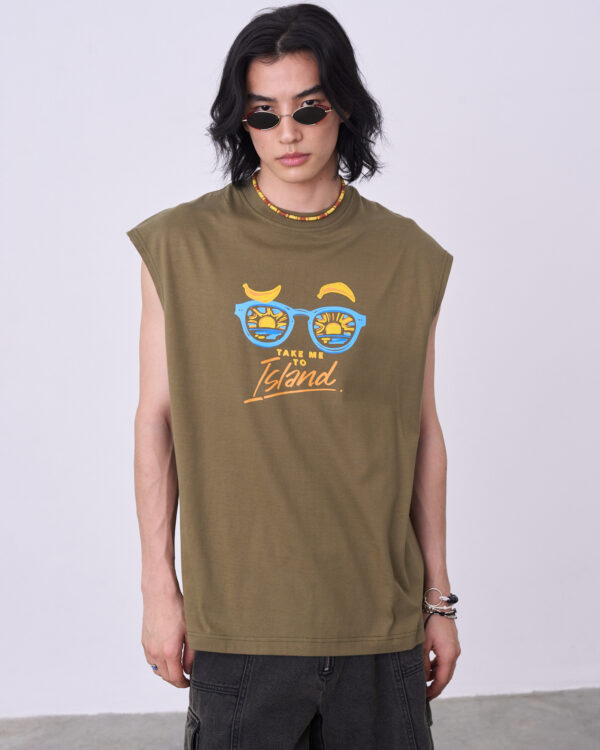GREEN ISLANDER SLEEVELESS T-SHIRT