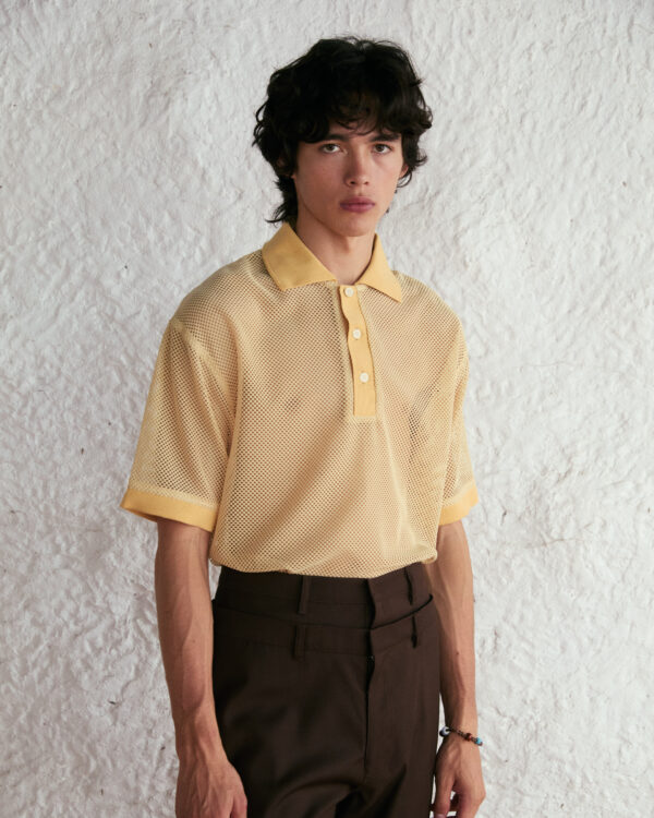YELLOW MESH POLO SHIRT