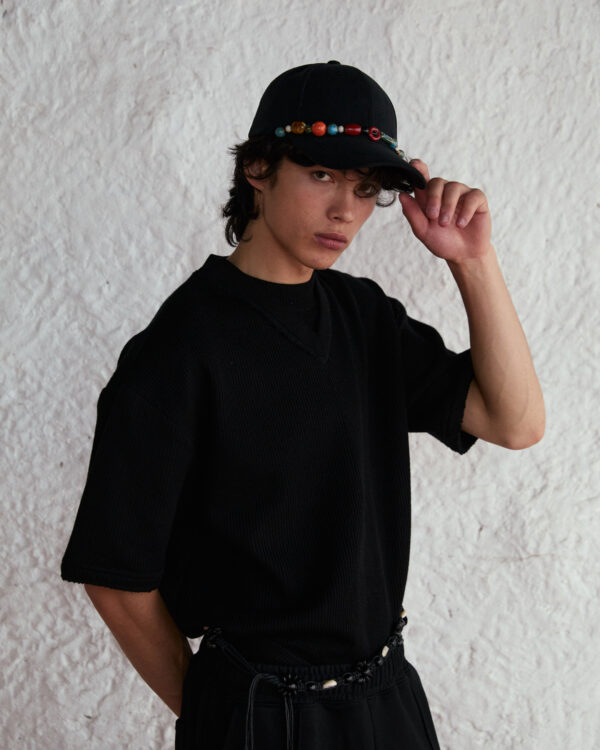 BLACK DOUBLE NECK KNIT JUMPER