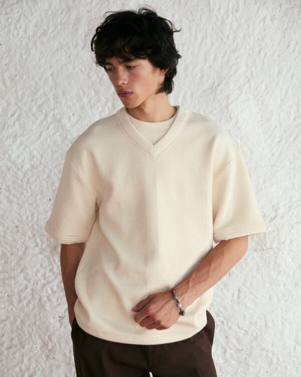 OFFWHITE DOUBLE NECK KNIT JUMPER