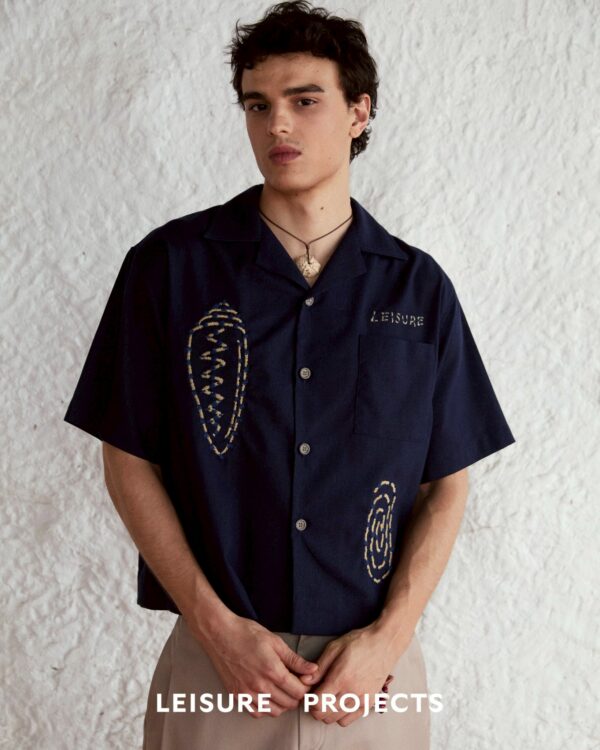 NAVY LEISURE SEASHELL RELAX HAWAIIAN SHIRT